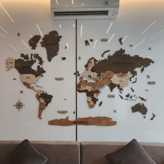 Jual World Map Decor Layer M/ Hiasan Dinding Peta Dunia Kayu Layer Size ...