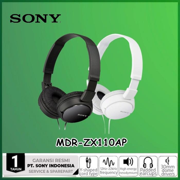 Sony MDR-ZX110AP Headphone Headset ZX110 ZX 110 Putih