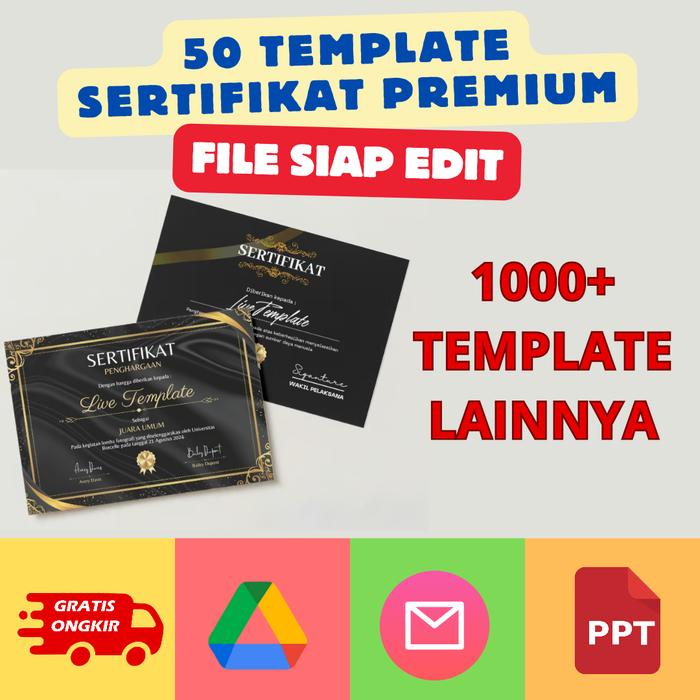 Jual TEMPLATE POWERPOINT PREMIUM 50 SERTIFIKAT / 1000  TEMPLATE LAINNYA