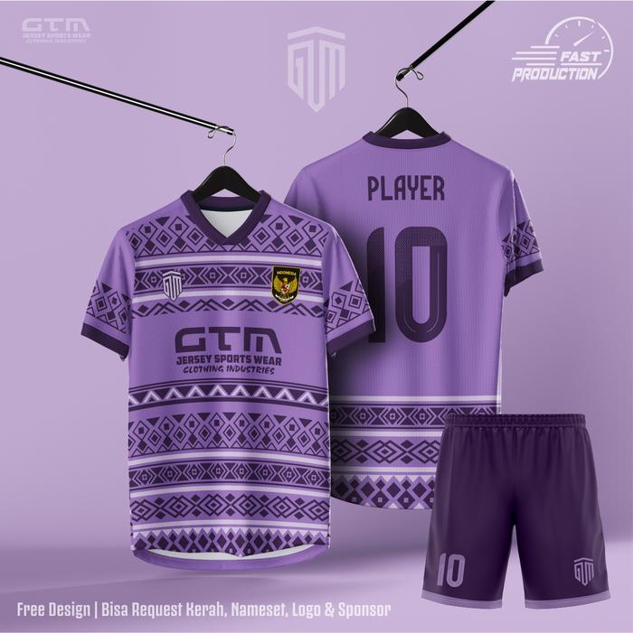 Jersey Bola Futsal Printing Ungu Kerah V Free Custom Design SETELAN, M  di Gtm Sports Wear Official Tokopedia