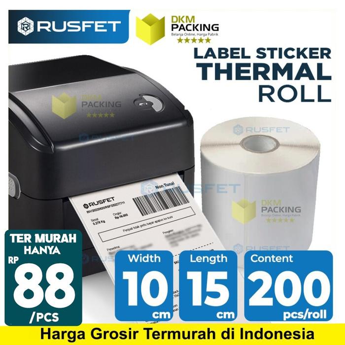 Gambar Label Thermal Sticker Kertas Printer Resi Stiker Barcode POS DUS - Label 10x15 200 dari dkm packing undefined Tokopedia