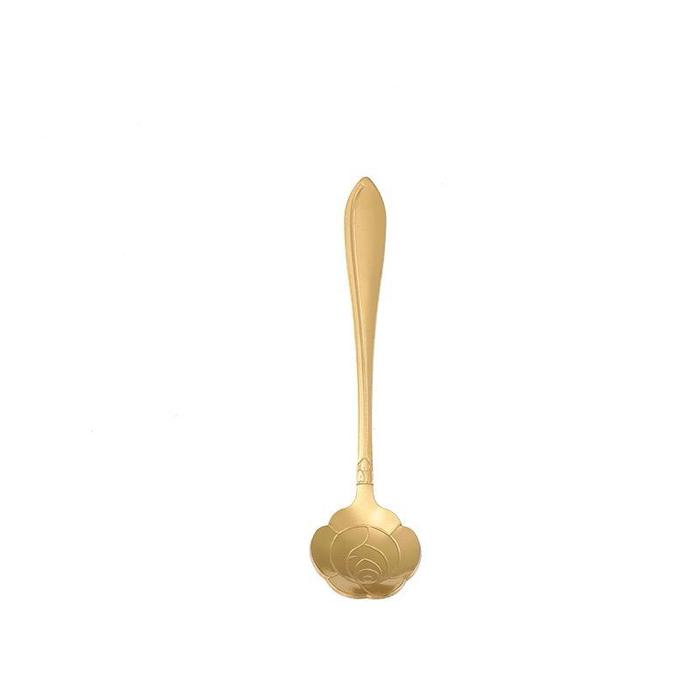 Gambar Sendok Korea Teh Kopi Kecil Stainless Steel Motif Love Elegant Warna Gold / Sendok Bunga Emas Spoon Dessert Import - LADLE - mawar dari tokomixnmax undefined Tokopedia