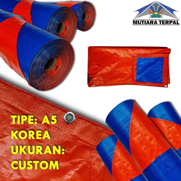 Gambar Terpal A5 Korea Custom Ukuran (Harga Per Meter Persegi) - Biru Orange, A5 Korea Custom dari Mutiara Terpal Kota Surabaya Tokopedia
