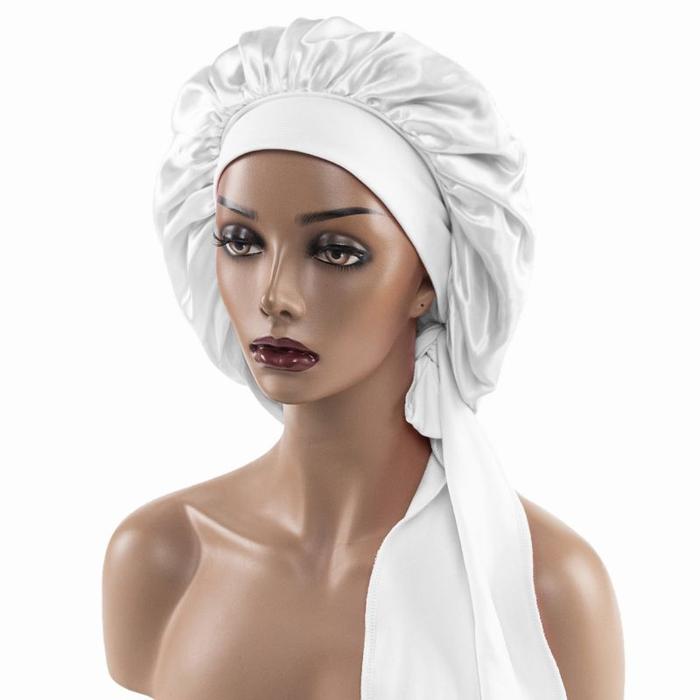 Gambar Silk Bonnet Night Cap Hair Bonnet Silk Hair Wrap Hair Treatment - Putih dari Rebelive undefined Tokopedia