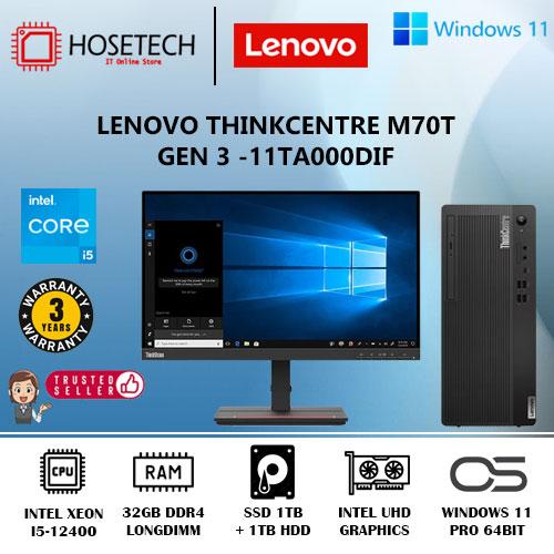 Gambar PC Lenovo Thinkcentre M70t Gen 3 - 11TA000DIF i5-12400 W11Pro 3YR - 32GB/1TB+1TB dari Hosetech undefined Tokopedia