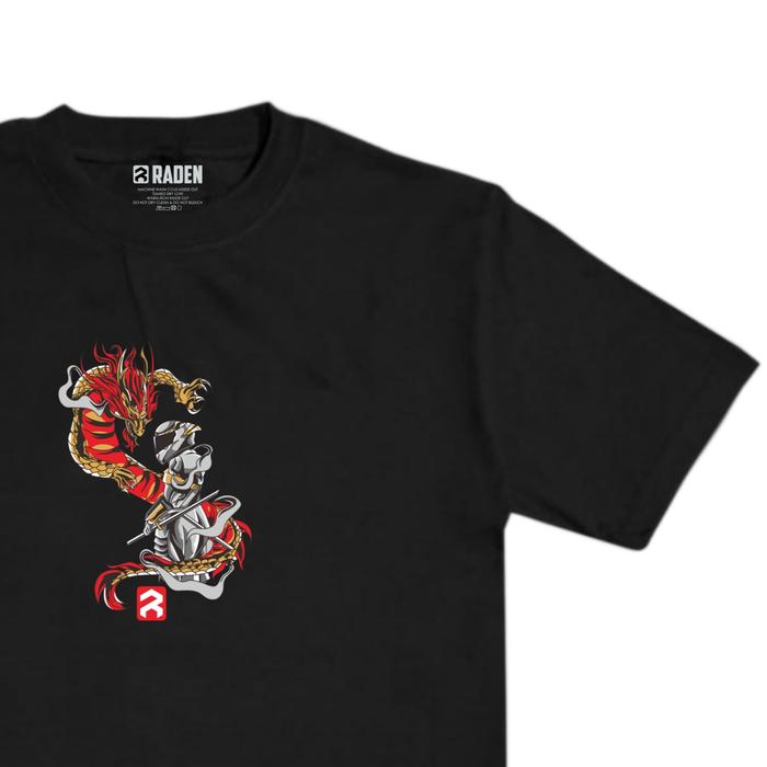 Gambar Kaos Distro Pria Raden Apparel Project Hitam Dragon Warrior R004 FREE STIKER - Hitam, M dari Jeje Online Store Official undefined Tokopedia