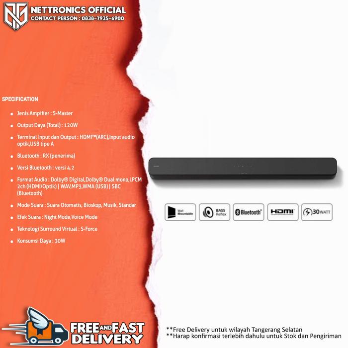 Jual SONY SOUNDBAR HT-S100F SONY SOUNDBAR WIRELESS CH 120