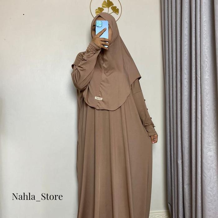 Gambar HAFSOH Abaya SET Kerudung Abaya Jersey Umroh Abaya Daily Nahla Store - Mocca dari Nahla Store2 undefined Tokopedia