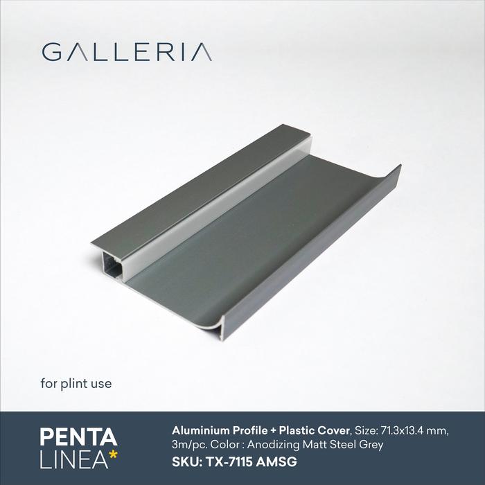 Gambar Pentalinea Aluminium LED Profile TX-7115 71.3x13.4mm (3m/pc) - Matt Steel Grey dari GALLERIA.IDN undefined Tokopedia