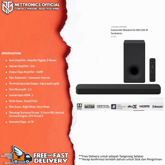 Jual SONY SOUNDBAR HT-S2000 SUBWOOFER SA-SW3 SONY SOUNDBAR