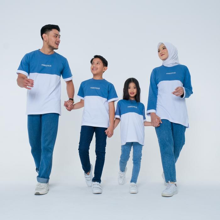 Gambar Atasan Baju Couple Family Set Keluarga Sarimbit Ibu Anak Ayah Pasangan - Denim-Putih, Anak Xs dari Mareema undefined Tokopedia