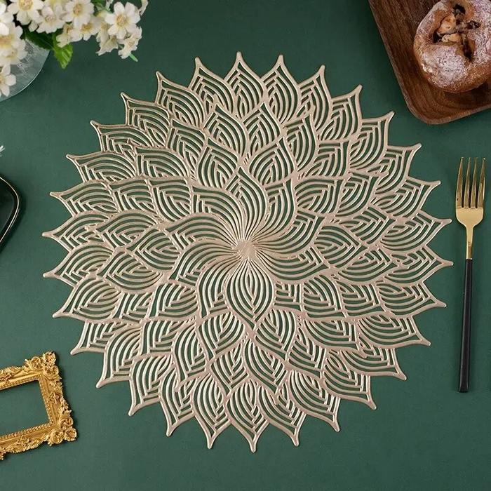 Gambar PVC Placemat Alas Tatakan Piring Meja Makan Table Mat - 8, Gold dari Home Decor Zega undefined Tokopedia
