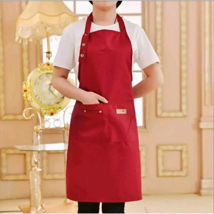 Gambar Celemek Barista Cafe Masak Dapur Chef Apron Bahan Premium - Merah dari Toko Pratama Karya undefined Tokopedia