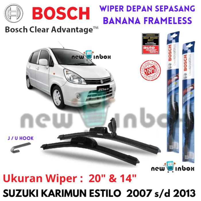 Gambar Wiper Depan Mobil SUZUKI KARIMUN ESTILO Sepasang Frameless BOSCH CLEAR ADVANTAGE 20" & 14" / 22" & 14" ORIGINAL - Depan 20" & 14" dari NEW IN BOX undefined Tokopedia