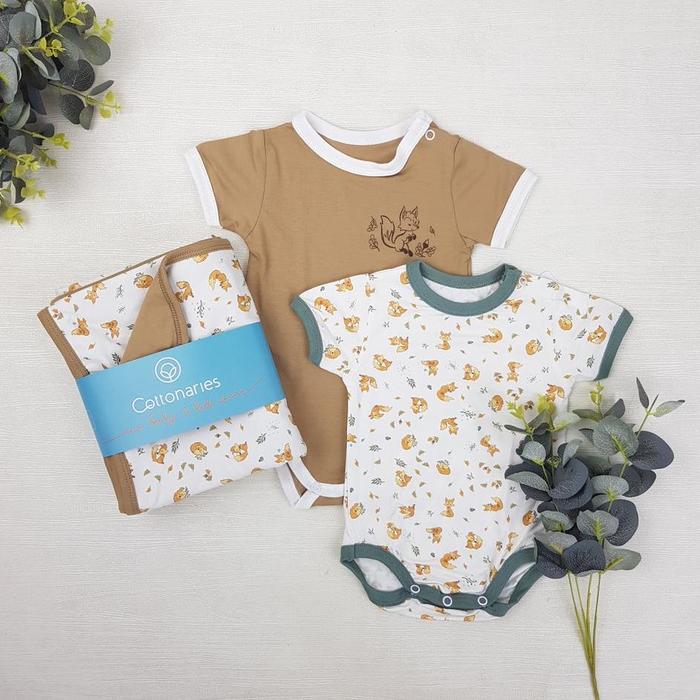 Gambar Cottonaries Comfort Set Package newborn baby gift (1 blanket + 2 bodysuits) - Tencel dari Askaselers undefined Tokopedia