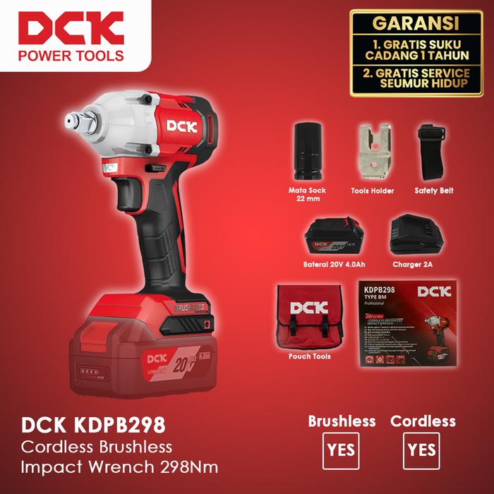 Gambar DCK KDPB298 Cordless Brushless Impact Wrench 298Nm - 1 BATTERY dari Drill&Co undefined Tokopedia