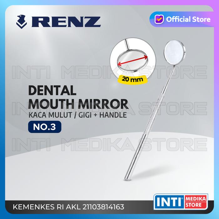 Gambar RENZ - Kaca Mulut + Handle No 3 / 4 | Dental Mirror | Cermin Gigi - No 3 dari INTI MEDIKA STORE undefined Tokopedia