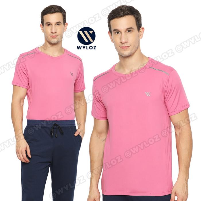 Gambar Baju Olahraga Dry Fit Cowok Pria Lari Gym Running Sepeda Wyloz Sport - Merah Muda, M dari Wyloz undefined Tokopedia