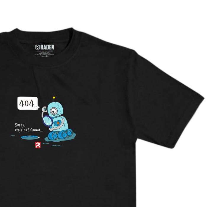 Gambar Kaos Distro Pria Raden Apparel Project Hitam 404 Not Found R001 FREE STIKER - Hitam, M dari Jeje Online Store Official undefined Tokopedia