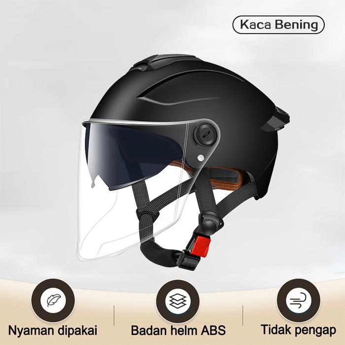 Gambar HELM bogo DEWASA  retro full leher sni/helm sepeda motor listrik helem vietnam half face scooter/helmet murah viral/Motor Elektrik Half Face Visor - Hitam (HD) dari JF ID undefined Tokopedia