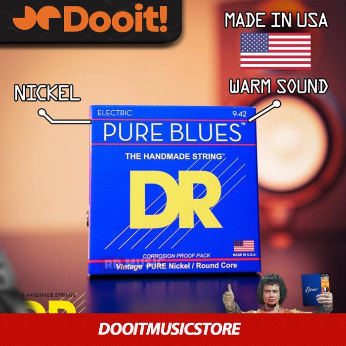 Gambar Dr String PHR 9 Pure Blues Senar Gitar Elektrik Electric 9-42 ORI dari Dooit Music Store undefined Tokopedia