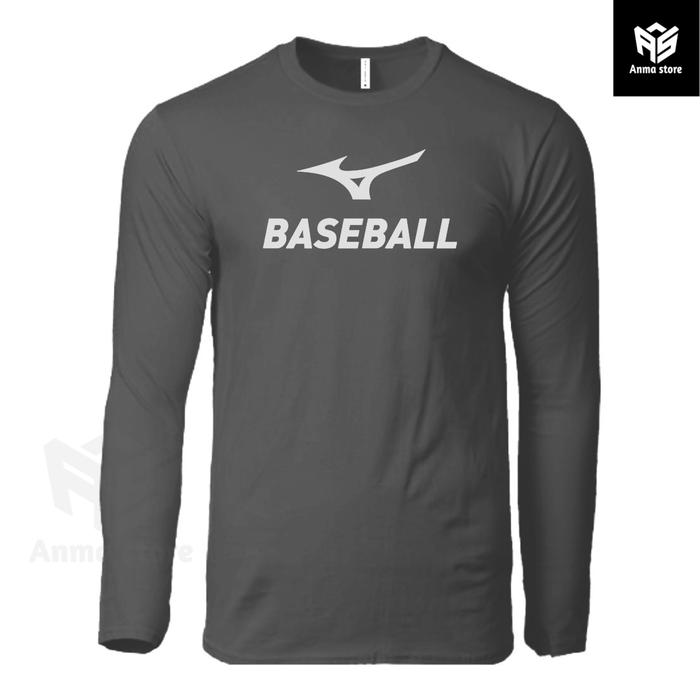 Gambar Kaos Pria Wanita Baju Lengan Panjang Olahraga Mizuno Baseball Emblema - Abu semen tua, S dari Altanma undefined Tokopedia