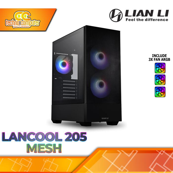 Gambar LIAN LI LANCOOL 205 MESH FREE 3PCS ARGB FANS - ATX GAMING CASE - Hitam dari Techno Computer Bali undefined Tokopedia
