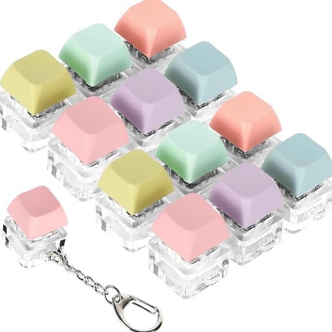Gambar Whaline 12Pcs Keyboard Fidget Toys_6 Pastel Colors Finger Keyboard Key Chains Stress Relief Keycap Keychains Decompression Gift Backpack Handbag Accessories dari Masuk Markett undefined Tokopedia