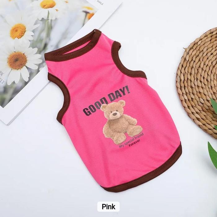 Gambar Baju anjing kecil kucing kaos Tanktop beruang cute bear PWTT-7 - Pink, S dari Good_pawpaw undefined Tokopedia