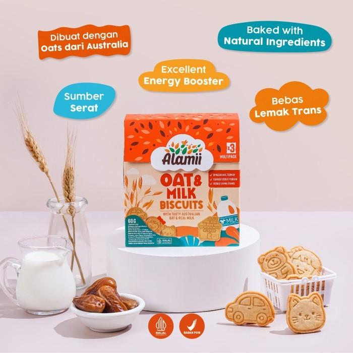 Gambar ALAMII MULTIGRAIN BISCUITS 60GR / CAMILAN BISKUIT ANAK - OAT & MILK dari christelle baby shop undefined Tokopedia