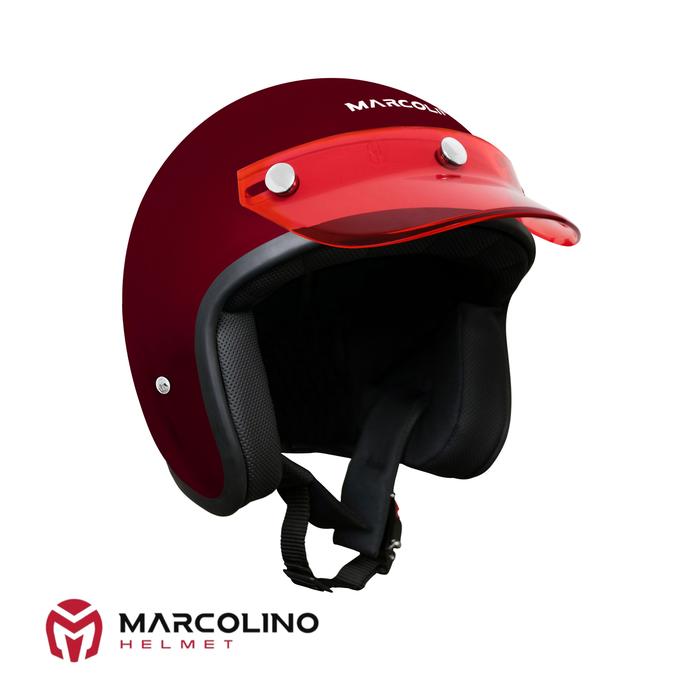 Gambar Helm Bogo Retro Marcolino Maroon Glossy SNI Japan Pet Edition - Red, M dari Marcolino Helmet undefined Tokopedia