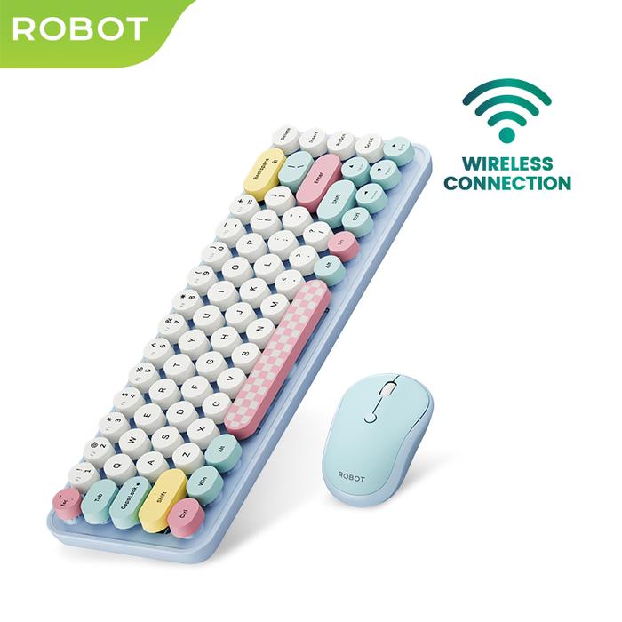 Gambar ROBOT KM3600 Pastel Colorful Keyboard Dan Mouse Wireless Combo Set 2.4G Garansi 1 Tahun - Blue-Colorful dari ROBOT Audio Indonesia undefined Tokopedia