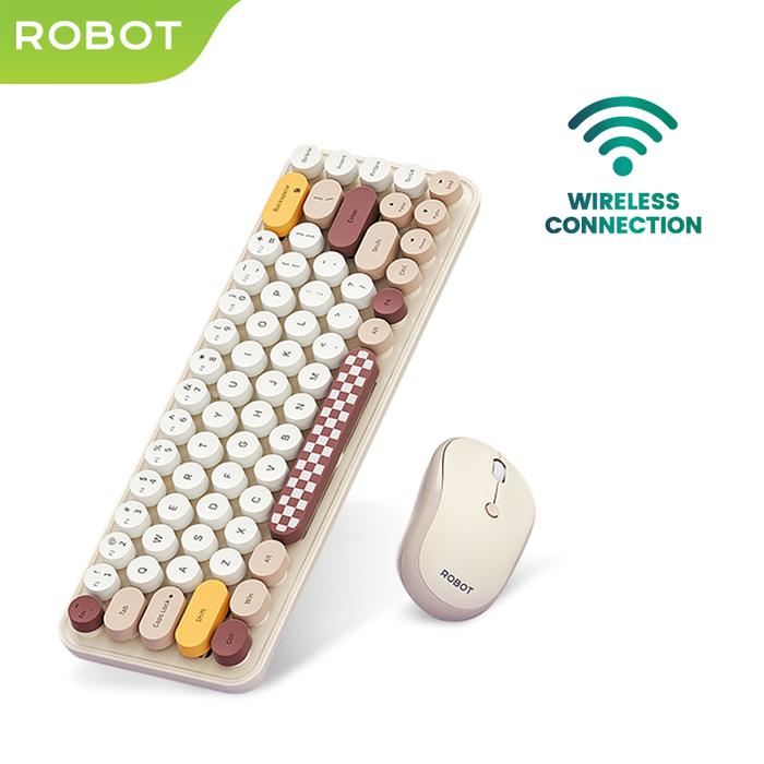 Gambar ROBOT KM3600 Pastel Colorful Keyboard Dan Mouse Wireless Combo Set 2.4G Garansi 1 Tahun - Rice-White dari ROBOT Audio Indonesia undefined Tokopedia