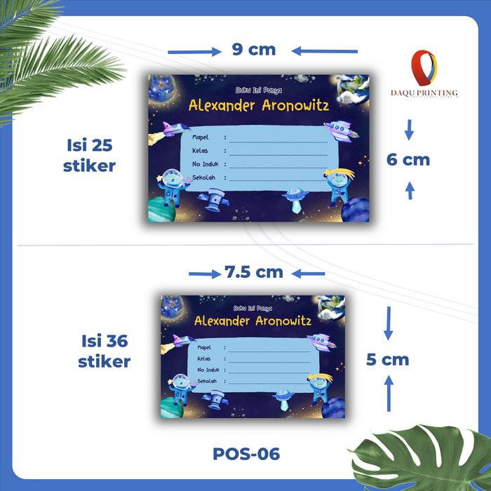 Gambar Stiker/ Label Nama Buku Tulis Sekolah aesthetic Tema Luar Angkasa - polos & Custom - POS-06 dari daqu printing undefined Tokopedia