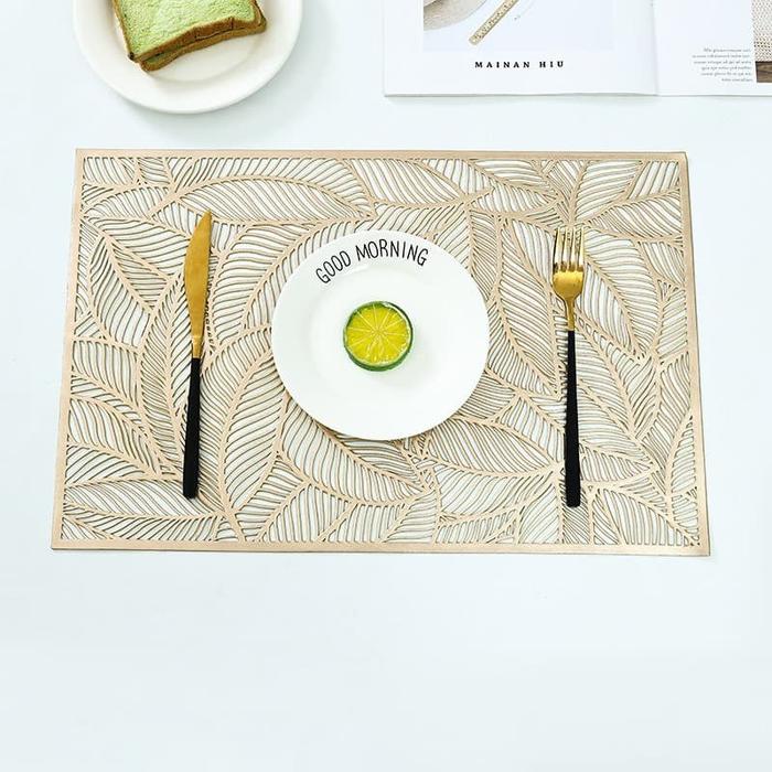 Gambar PVC Placemat Alas Tatakan Piring Meja Makan Table Mat PVC - 15, Gold dari Home Decor Zega undefined Tokopedia