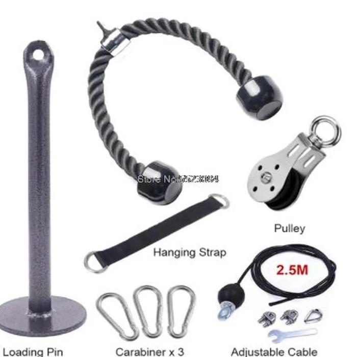 Gambar DIY Home Gym Lat Pull Down Equipment Fitness Handle T-bar Grip Wire Rope Pully Carabiner Accessories For Seated Rowing Workout dari Nightmare Spawn undefined Tokopedia