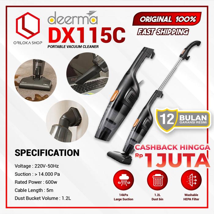 Gambar Deerma DX115C Vacuum Cleaner 2 in 1 - Alat Penghisap Debu - Hitam dari Oriloka Shop undefined Tokopedia