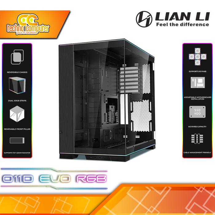 Gambar CASING LIAN LI O11 DYNAMIC EVO RGB - Mid Tower E-ATX Case Tempered Glass - Hitam dari Techno Computer Bali undefined Tokopedia