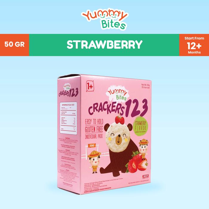 Gambar [BUNDLING 3] Yummy Bites Rice Crackers 123/ 50 GR/ Snack Baby/ Cemilan bayi - Strawberry dari Yummy Bites undefined Tokopedia