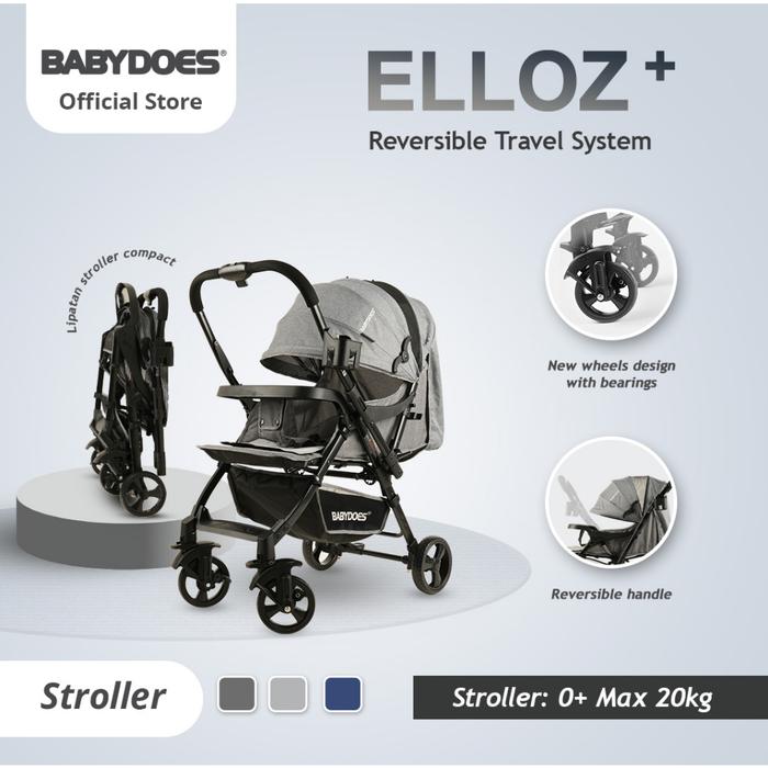 Gambar BabyDoes BD Elloz+ / BabyDoes Elloz Plus / baby stroller / kereta dorong bayi / stroller reversible / stroller bayi - Grey 32 dari Klikbabylove undefined Tokopedia