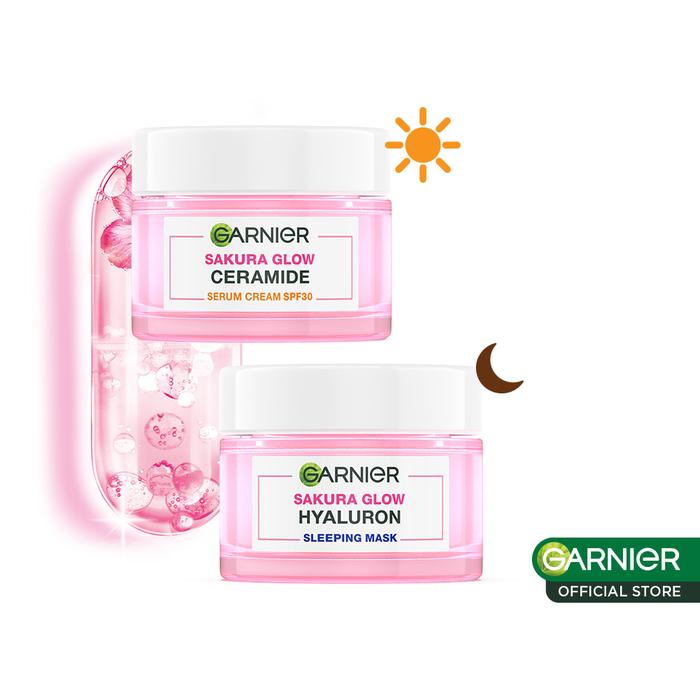 Gambar Garnier Sakura Glow Day Cream 50ml + Night Cream 50ml (Sakura White) - Day+Night Cream dari Garnier Official Store undefined Tokopedia