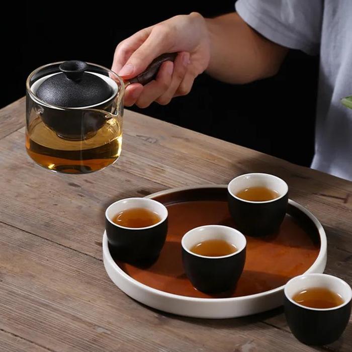 Gambar Creative Glass Ceramic Tea Set, Chinese Kung Fu Ceramic Tea Set, Portable Teacups and Teapots Home Office Supplies dari Iridescent Pulse undefined Tokopedia