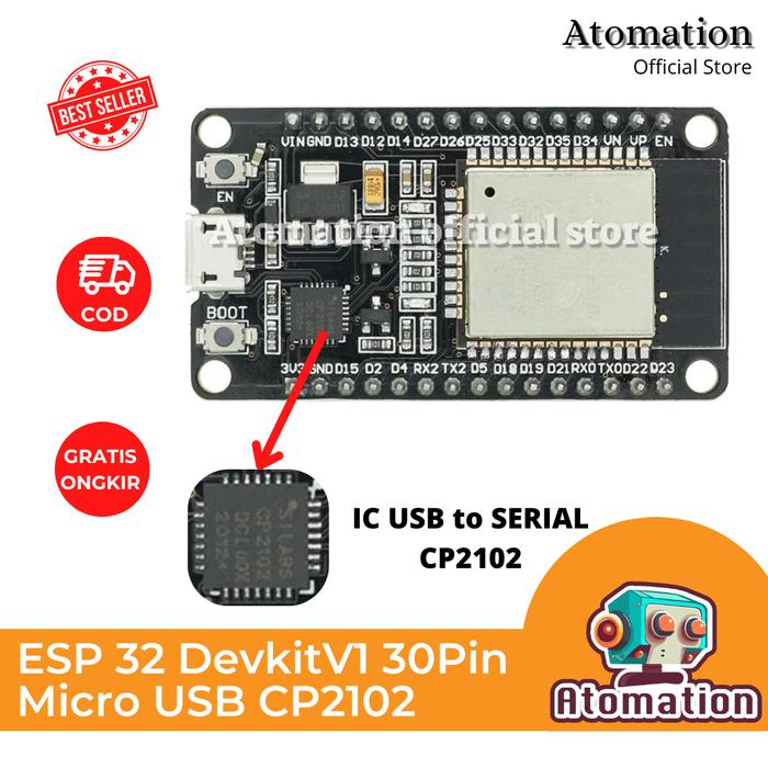 Gambar ESP32 ESP-32 Doit Devkit V1 Micro USB 30 Pin Development Board - CP2102 dari atomation undefined Tokopedia
