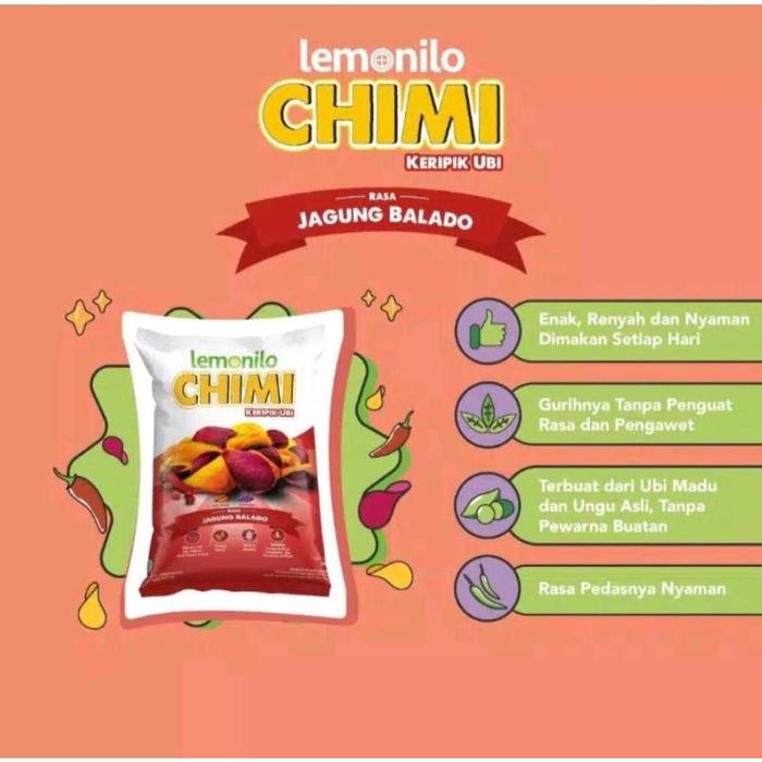 Gambar Paket Instan Lemonilo Chimi Keripik Ubi | 10 Bks @ 12.5 Gr - Jagung Balado dari Jeni Mala undefined Tokopedia