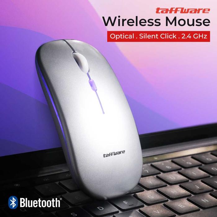 Gambar Mouse Wireless + Bluetooth 5.2 Dual Mode RGB MacBook Dan Smartphone - silver dari taffware center id undefined Tokopedia