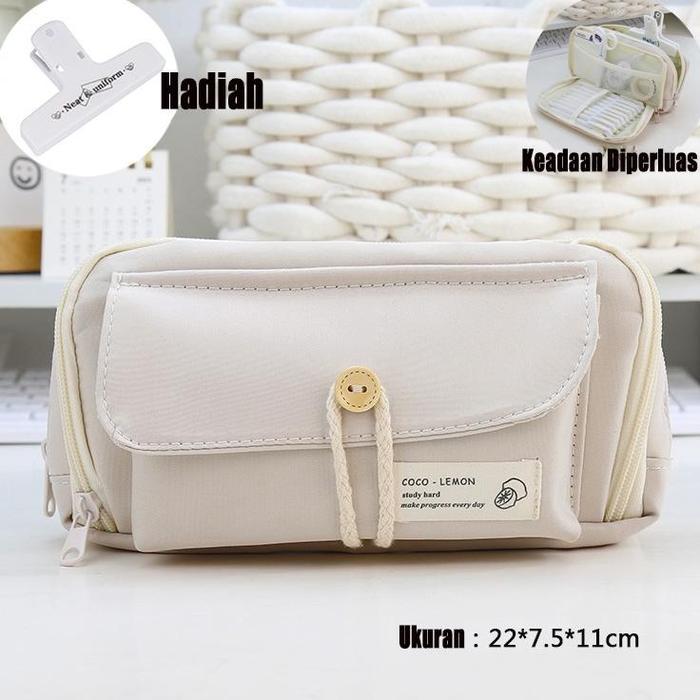 Gambar PROMO AKHIR PEKAN COCO MAMA PENCIL CASE LARGE CAPACITY PENCIL BAG POUCH HOLDER BOX FOR GIRLS OFFICE STUDENT STATIONERY ORGANIZER SCHOOL SUPPLIES KOTAK PENSIL TEMPAT PENSIL TEPAK PENSIL KOTAK PENCIL CASE PENSIL - Krem (klip) dari Purnama Satria Stand30 undefined Tokopedia