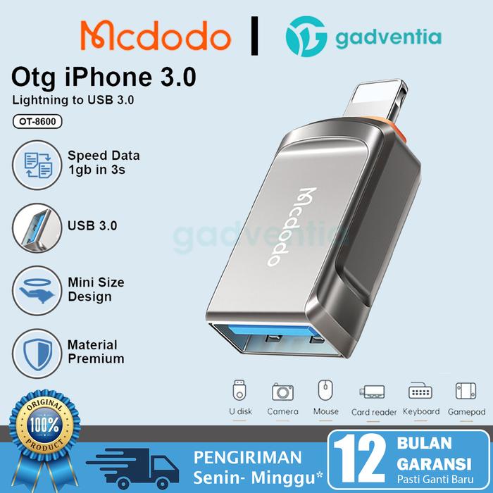 Gambar Mcdodo 2in1 OTG iPhone Lightning Adapter to Usb A Flashdisk Harddisk - OT-8600 dari GADVENTIA undefined Tokopedia