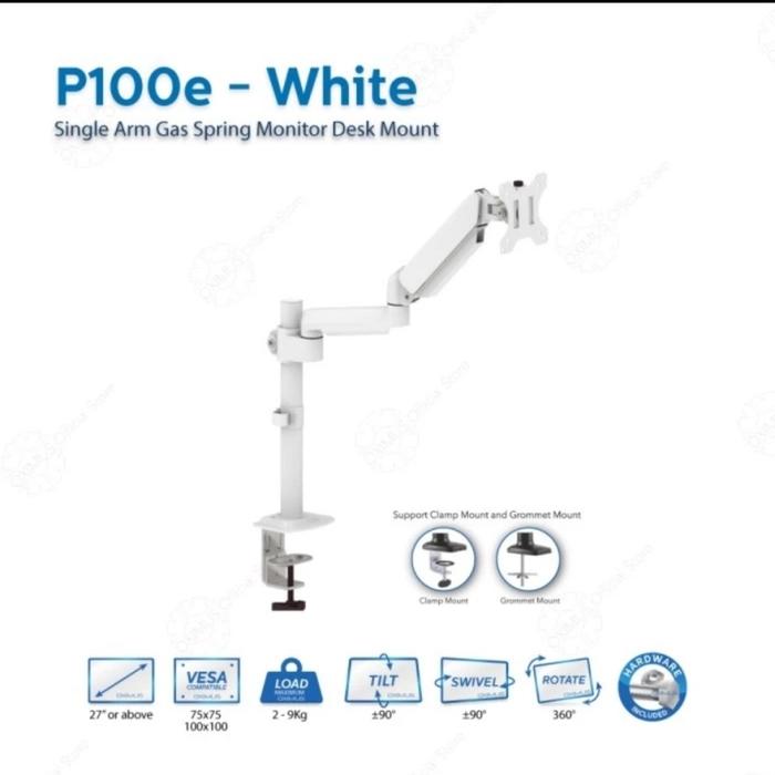 Gambar Bracket Monitor Deskmount Gas Spring Oximus P100e Tilt Swivel Rotate - Putih dari Starcomp Solo undefined Tokopedia