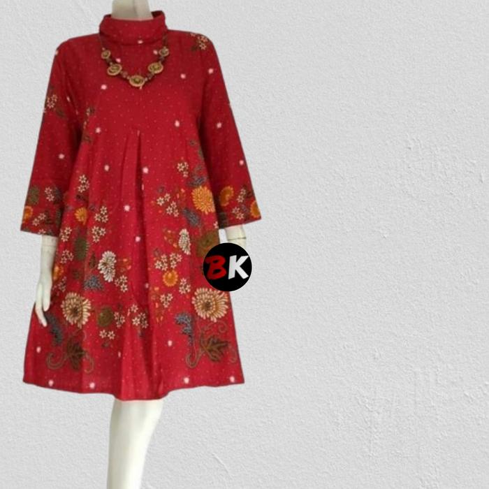 Gambar Atasan Baju Wanita - Baju Atasan Kantor - Tunik Batik Kantor - Model C, XXXL dari Batik Kevin undefined Tokopedia