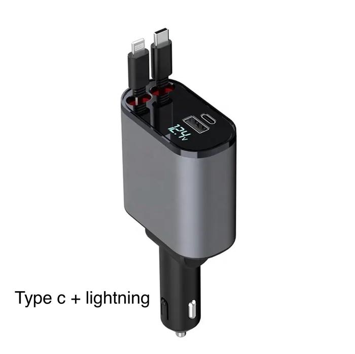 Gambar Car Charger Mobil Fast Charging Car IOS Dan Type-c (Retractable) 120W - TypeC+Lightning dari Jason w shop undefined Tokopedia